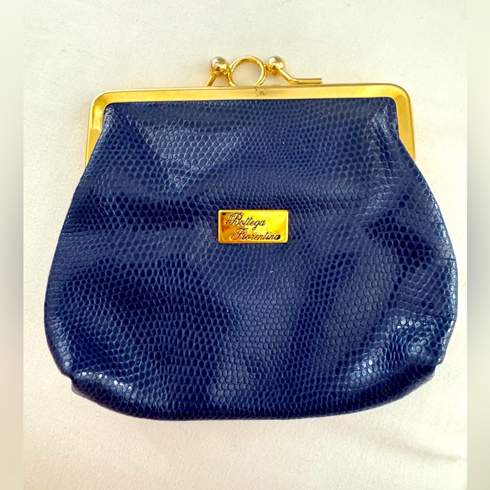 Bottega Fiorentina Vintage Leather Double Compartment Coin Purse Key Case -Italy